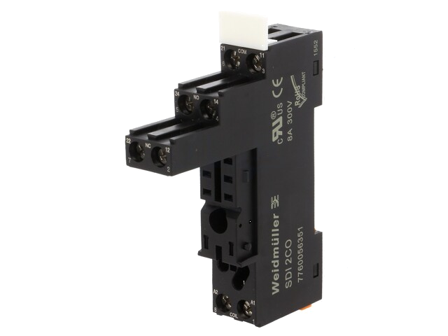 Socket; PIN: 8; 8A; 300VAC; H: 80,2mm; W: 15,8mm; op DIN-rail Socket; PIN: 8; 8A; 300VAC; H: 80,2mm; W: 15,8mm; op DIN-rail